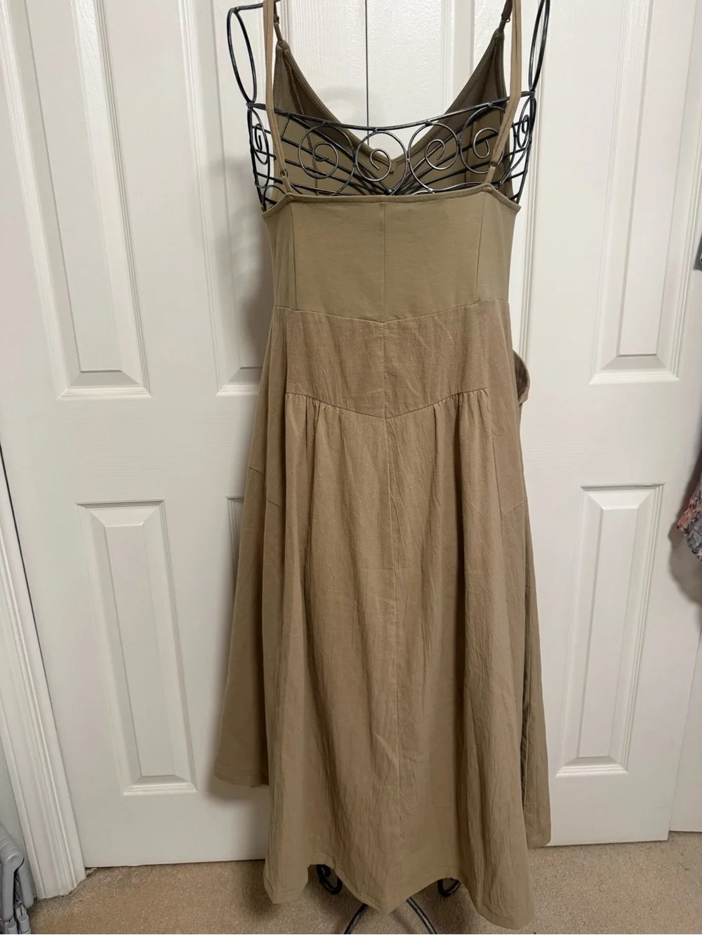 Free People tan  utility pocket midi dress boho linen blend . M